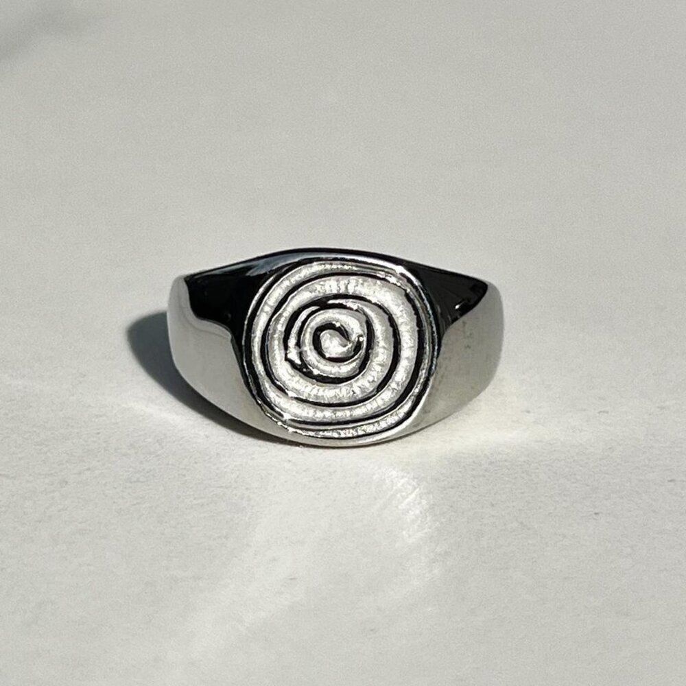 New! “Mila” Silver Engraved Swirl Chunky Ring